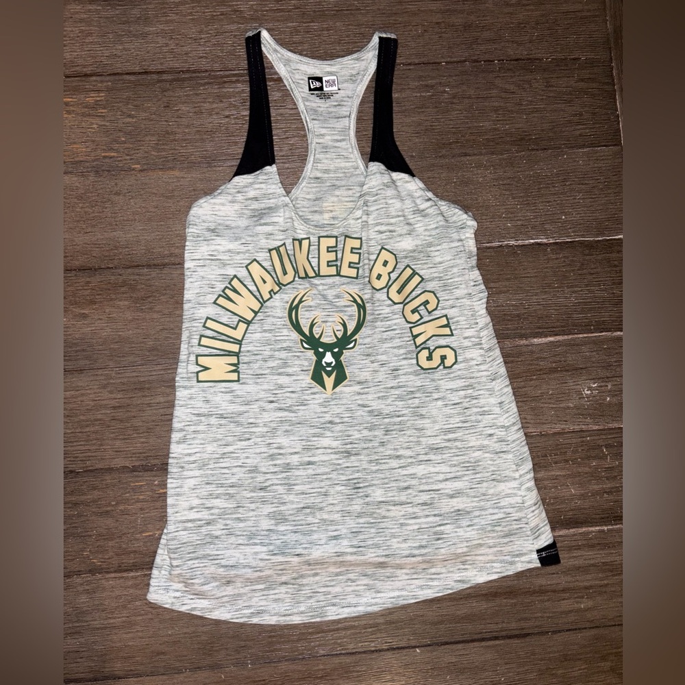 New Era Women's Gray and Black Milwaukee Bucks Racerback Tank